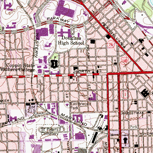 Topographic Map of Mount Zion United Church of God, MD