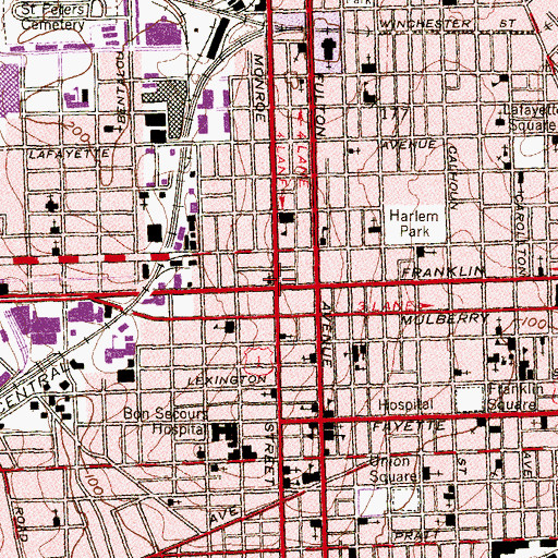 Topographic Map of New Union Baptist Church, MD