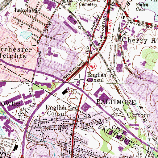 Topographic Map of Patapsco Plaza Shopping Center, MD