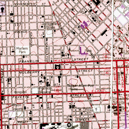 Topographic Map of Public School 128 (historical), MD