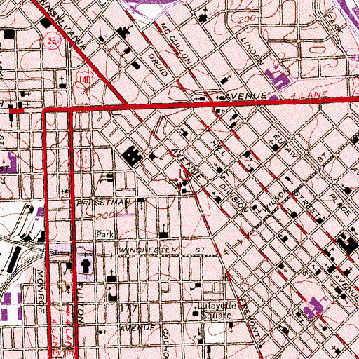 Topographic Map of Robert Brown Elliott Public School (historical), MD