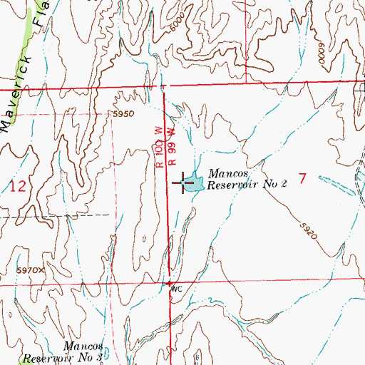 Topographic Map of Mancos Reservoir Number 2, CO