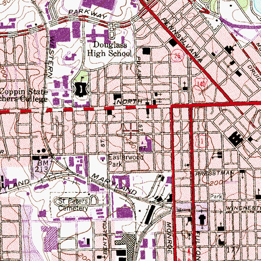 Topographic Map of Saint Johns Pentecostal Church, MD