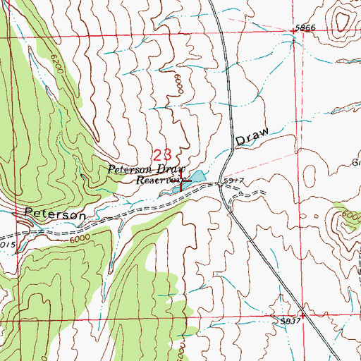 Topographic Map of Peterson Draw Reservoir, CO
