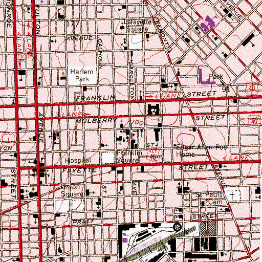 Topographic Map of Saratoga Junior High School (historical), MD