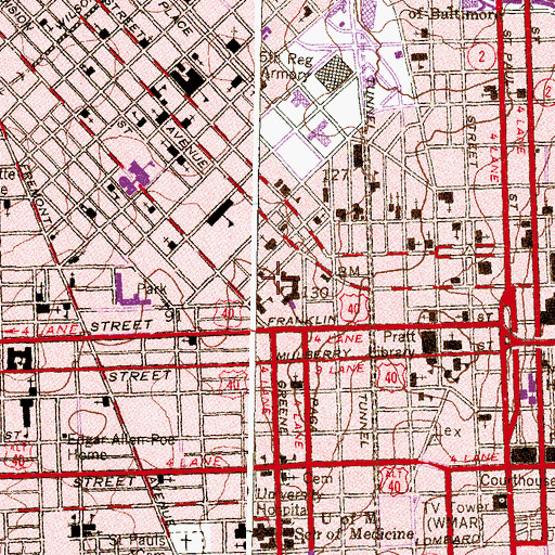 Topographic Map of Seton Hill Historic District, MD
