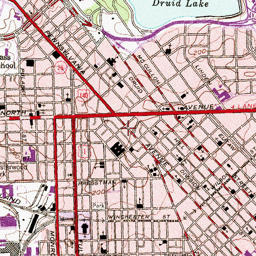 Topographic Map of Simmons Memorial Baptist Church, MD