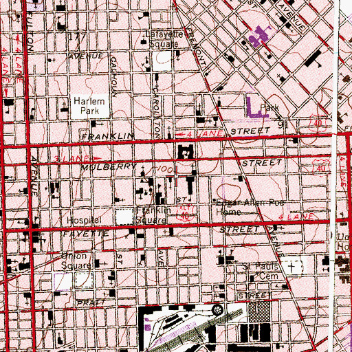 Topographic Map of South Baltimore Memorial Methodist Church, MD