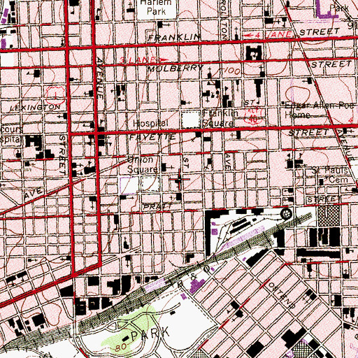 Topographic Map of Southwest Baptist Church, MD