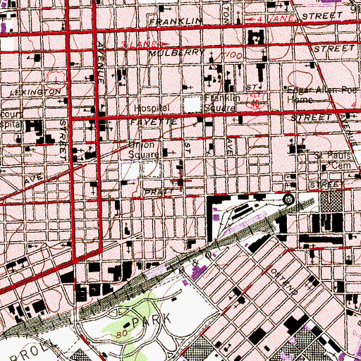 Topographic Map of Union Square United Methodist Church, MD