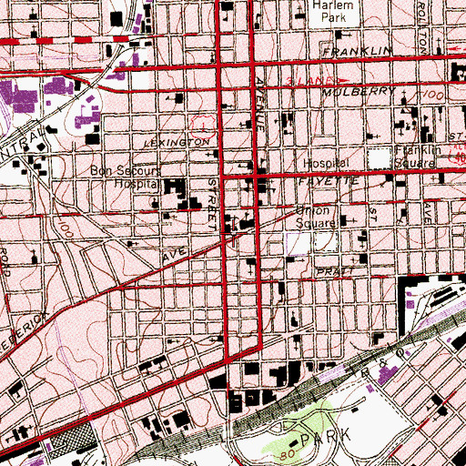 Topographic Map of West Baltimore Baptist Church, MD