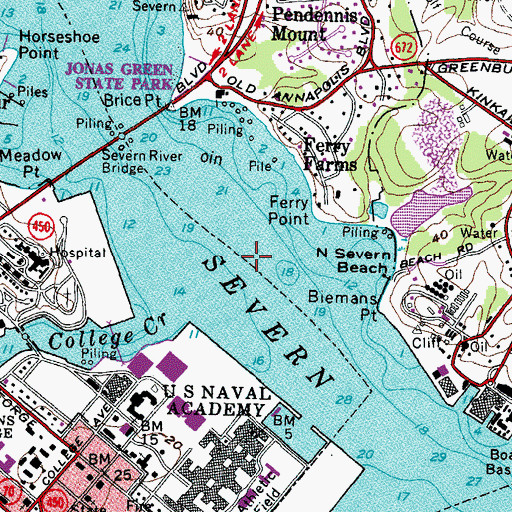 Topographic Map of Annapolis Ferry (historical), MD