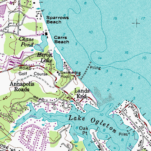 Topographic Map of Annapolis Roads Club, MD