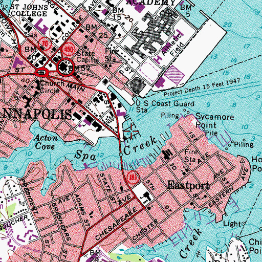 Topographic Map of Annapolis Yacht Club, MD