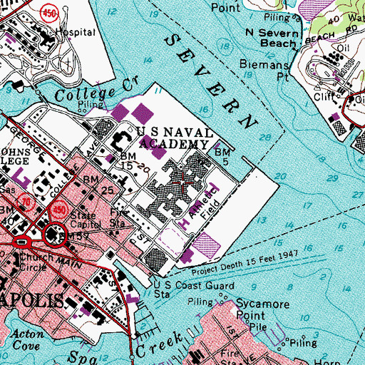 Topographic Map of Bancroft Hall, MD