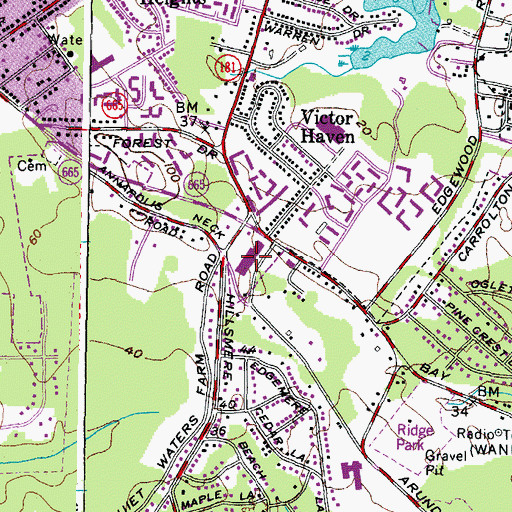 Topographic Map of Bay Bridge Market Place Shopping Center, MD