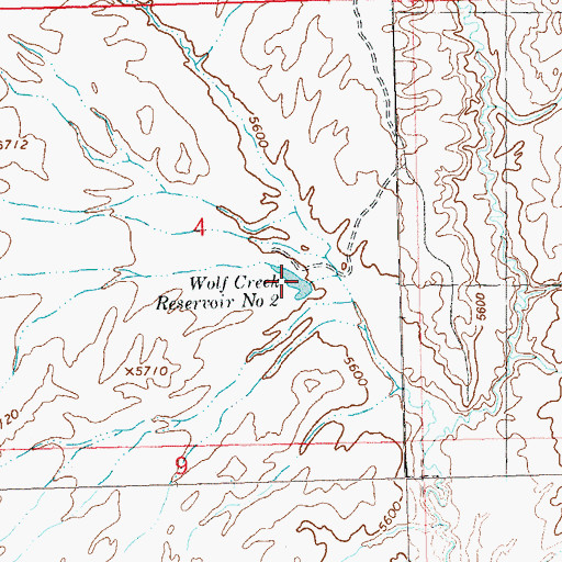 Topographic Map of Wolf Creek Reservoir Number 2, CO