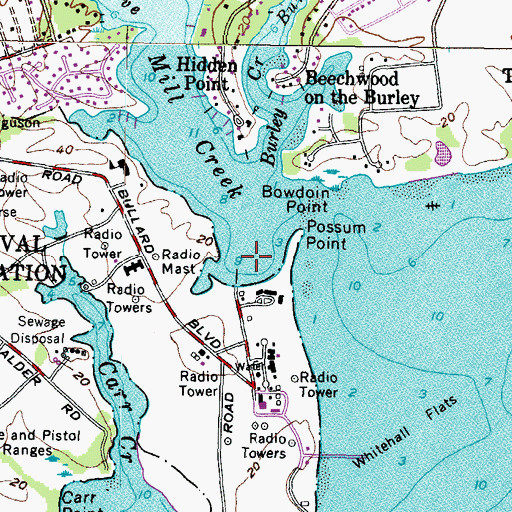 Topographic Map of Browns Cove, MD