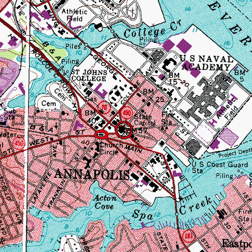 Topographic Map of Colonial Annapolis Historic District, MD