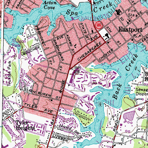 Topographic Map of Eastport Shopping Center, MD
