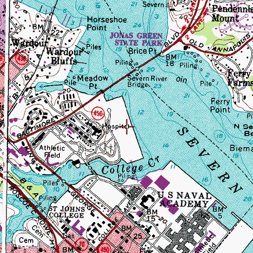 Topographic Map of Forrest Sherman Field, MD