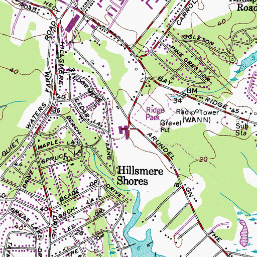 Topographic Map of Hillsmere Elementary School, MD