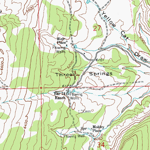 Topographic Map of Three Springs, CO