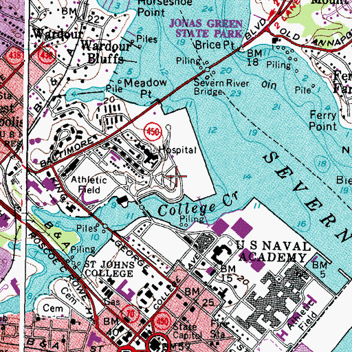 Topographic Map of Naval Academy Cemetery, MD