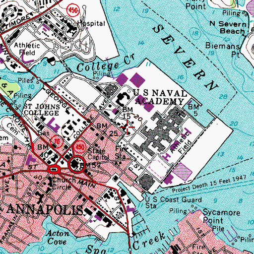 Topographic Map of Naval Academy Chapel, MD