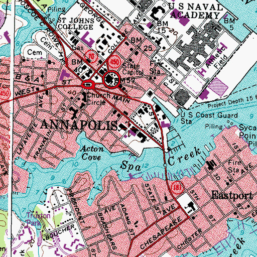 Topographic Map of Saint Mary's Elementary School, MD