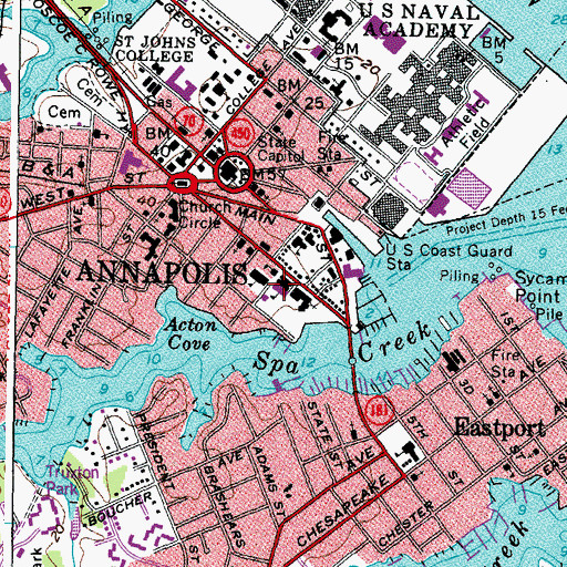 Topographic Map of Saint Mary's High School, MD