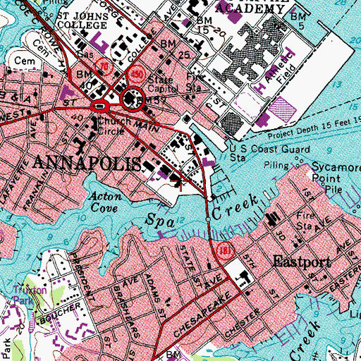 Topographic Map of Saint Marys Roman Catholic Church, MD