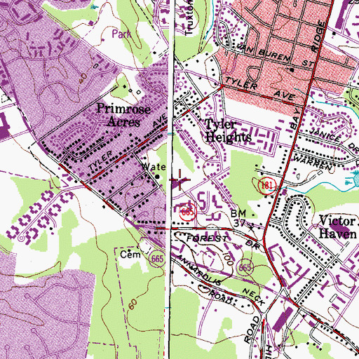 Topographic Map of Tyler Heights Elementary School, MD