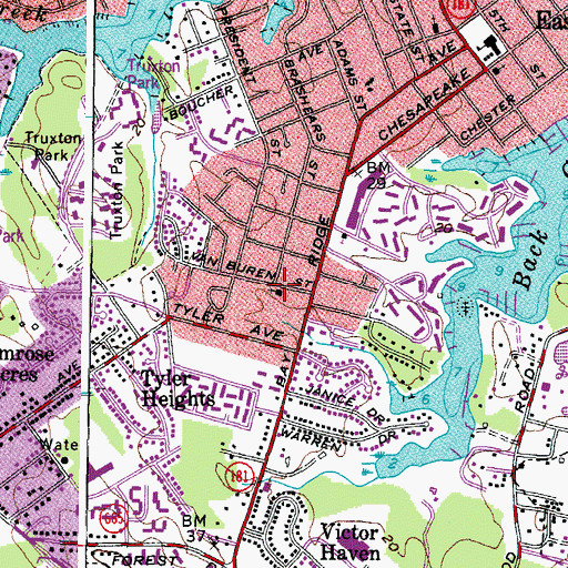 Topographic Map of Van Buren Street Baptist Church, MD