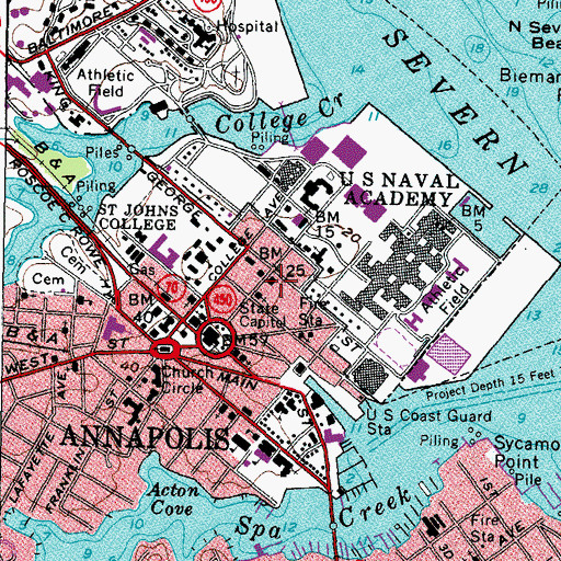 Topographic Map of Annapolis Opera House (historical), MD