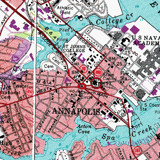 Topographic Map of Annapolis Post Office, MD