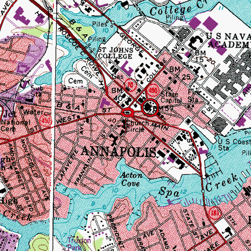 Topographic Map of Anne Arundel County Courthouse, MD
