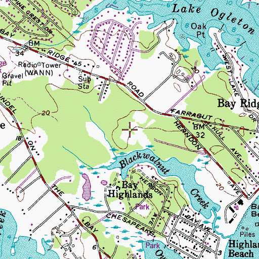 Topographic Map of Chrisland at Annapolis Cove, MD