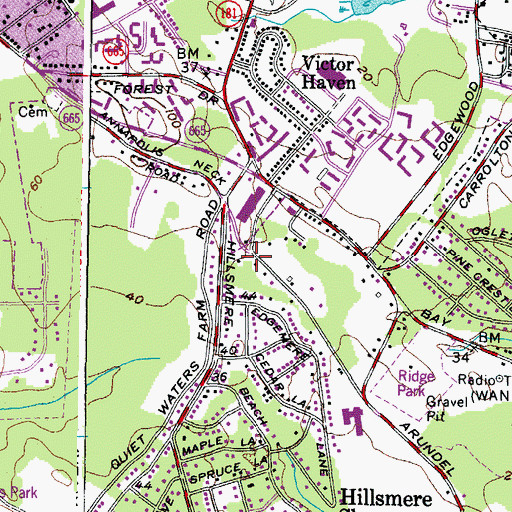 Topographic Map of Eastport-Annapolis Neck Branch Library, MD