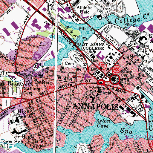Topographic Map of First Baptist Church, MD