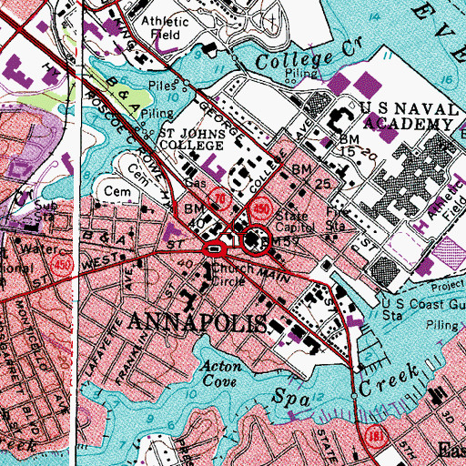 Topographic Map of Governors Mansion, MD