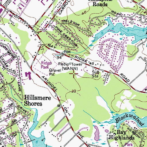 Topographic Map of Keys Farm, MD