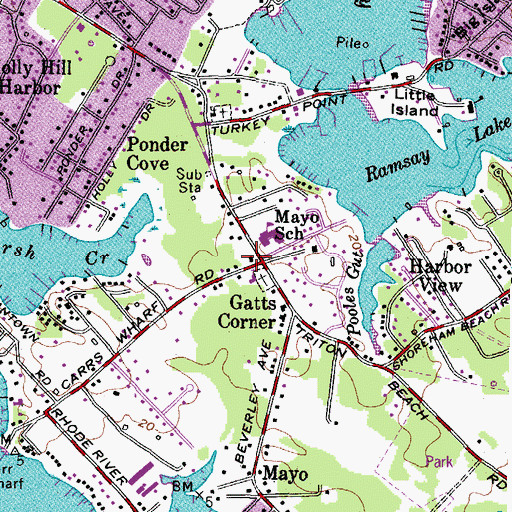Topographic Map of Mayo Post Office, MD