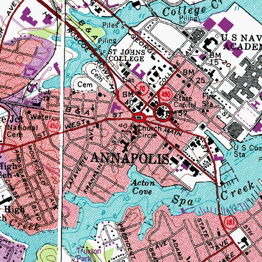 Topographic Map of Mount Moriah African Methodist Episcopal Church (historical), MD