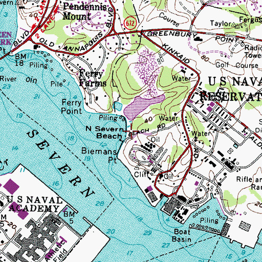 Topographic Map of North Severn Beach, MD