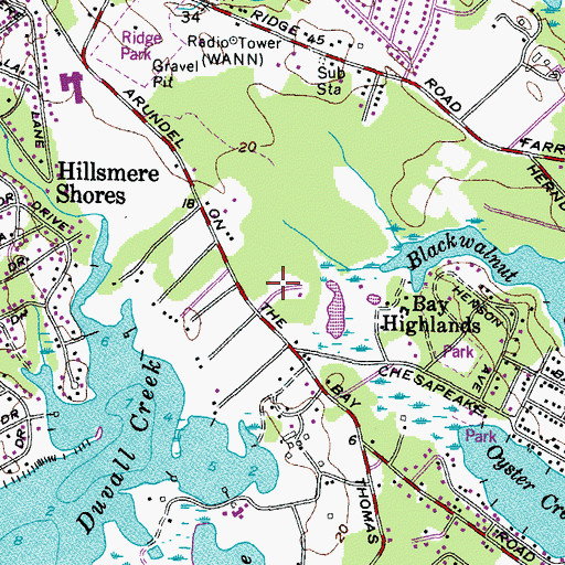 Topographic Map of Walnut Lake, MD