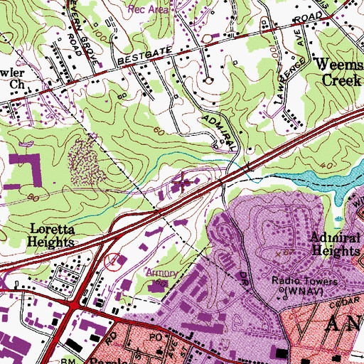 Topographic Map of Anne Arundel County Detention Center, MD