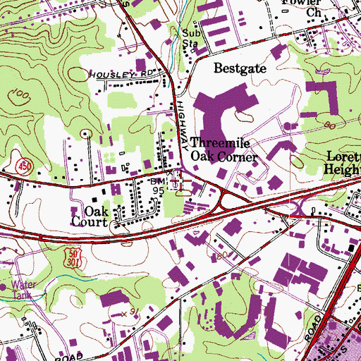 Topographic Map of Annapolis Hebrew Cemetery, MD