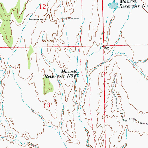 Topographic Map of Mancos Reservoir Number 3, CO
