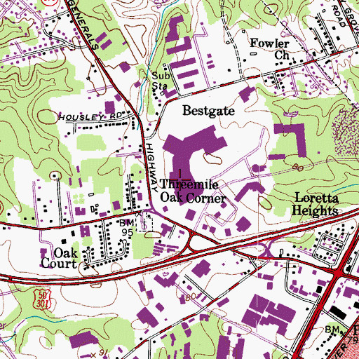Topographic Map of Annapolis Mall Shopping Center, MD